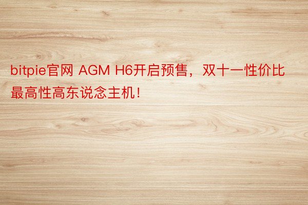 bitpie官网 AGM H6开启预售，双十一性价比最高性高东说念主机！